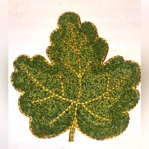 Set of 4 Vintage Hand Beaded Leaf Chargers